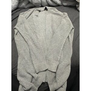 American Eagle Grey Knit Cardigan Women's Medium Open Front Cozy Sweater